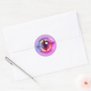 Magische Paarse Fantasy Dragon's oog Ronde Sticker