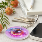 Magische Paarse Fantasy Dragon's oog Sleutelhanger (Voorkant Rechts)