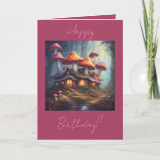 Magische Paddenstoelen Huizen Gefeliciteerd Feestdagen Kaart