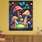 Magische paddestoelen canvas afdruk (Insitu (Woonkamer))
