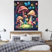 Magische paddestoelen canvas afdruk (Insitu (Slaapkamer))