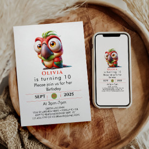 Magische papegaai karikaturen 1e verjaardag kaart