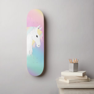 Magische pasta regenboogwitte paard Girly Pink Skateboard