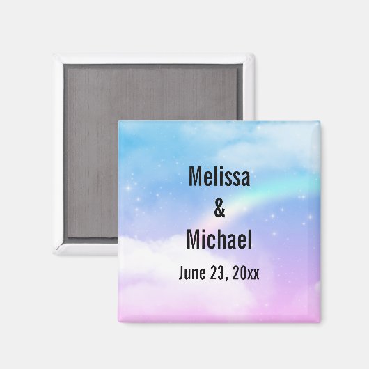 Magische pasta's en regenboogbruiloft magneet (Voorkant / Achterkant)