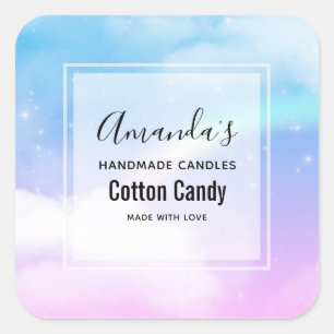 Magische pasteelwolken en een regenboogkaarsBiz Vierkante Sticker