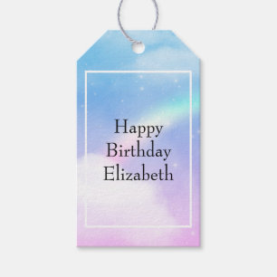 Magische pasteelwolken en regenboogdag cadeaulabel