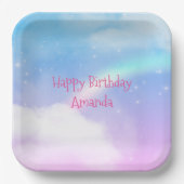 Magische pasteelwolken en regenboogdag papieren bordje (Voorkant)