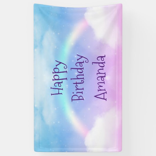 Magische pasteelwolken en regenboogdag spandoek (Verticaal)