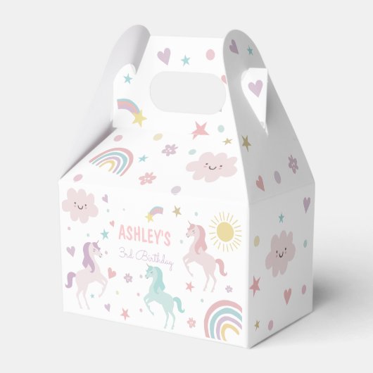 Magische pastei Unicorn Rainbow Birthday Bedankdoosjes (Achterkant)