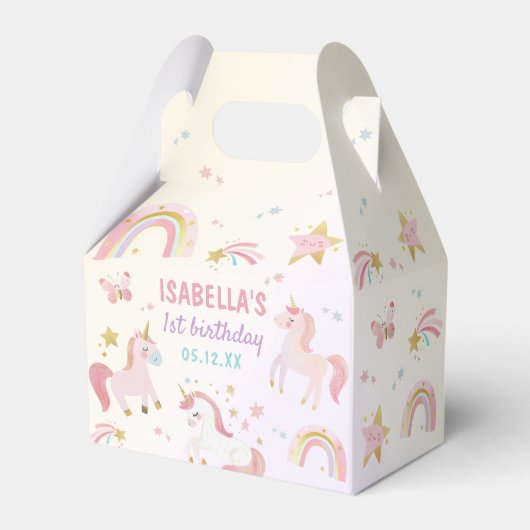 Magische pastei Unicorn Rainbow Birthday Bedankdoosjes (Achterkant)