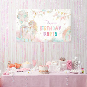 Magische pastei Unicorn Rainbow Birthday Spandoek