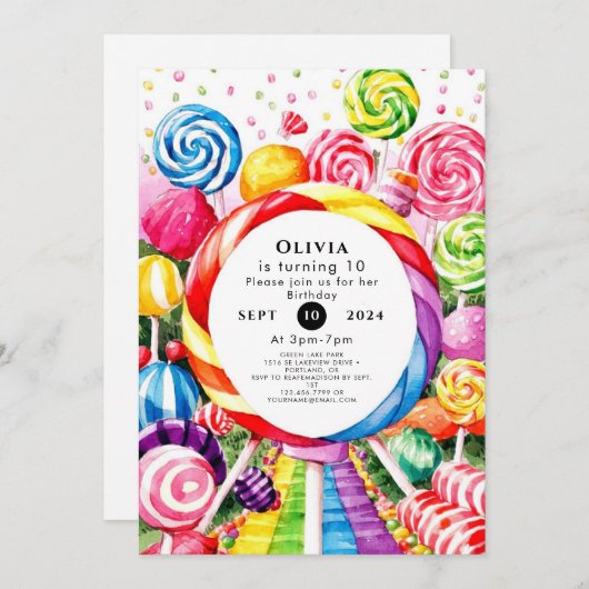 Magische Pastel Candyland Verjaardag Kaart (Voorkant / Achterkant)