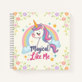Magische pastel eenhoorn met regenboog notitieboek (Voorkant)