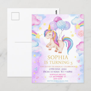 Magische Pastel Eenhoorn Regenboog Verjaardagsfees Briefkaart
