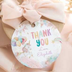 Magische Pastel Eenhoorn Verjaardag Dank u Bedankjes Labels