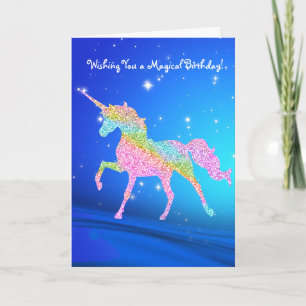 Magische Pastel Rainbow Unicorn Verjaardag Kaart