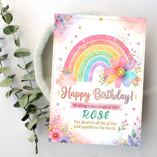 Magische Pastel Regenboog Verjaardag Kaart