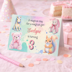 Magische Pastel Verjaardagsmeisjes Eenhoorn Konijn