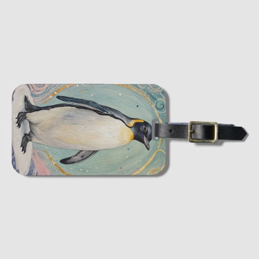 magische pastelpinguïn bagagelabel (Voorkant (horizontaal))