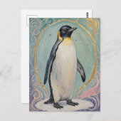 magische pastelpinguïn briefkaart (Voorkant / Achterkant)