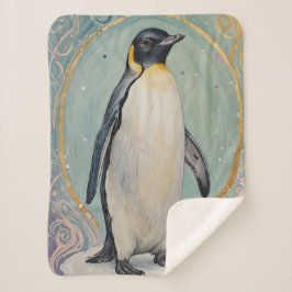 magische pastelpinguïn sherpa deken