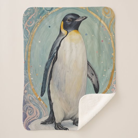 magische pastelpinguïn sherpa deken (Voorkant)