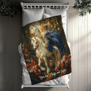 Magische Pegasus Wit Blauw Fantasy Eenhoorn Fleece Deken