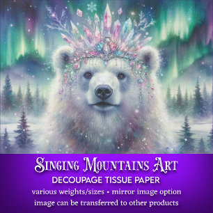 Magische Polar Beer Winter Frost Crown Decoupage Tissuepapier