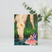 Magische Pond Unicorn & Fairy Fantasy briefkaart (Staand voorkant)