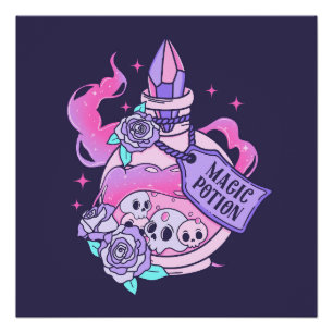 Magische Potion Schattige Roze Halloween Potion Fl Perfect Poster