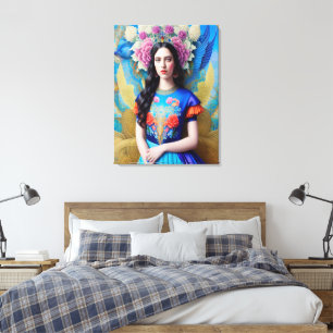 Magische prinses met prachtige jurk canvas afdruk