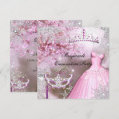 Magische prinses Quinceanera Masquerade Pink Kaart (Voorkant / Achterkant)