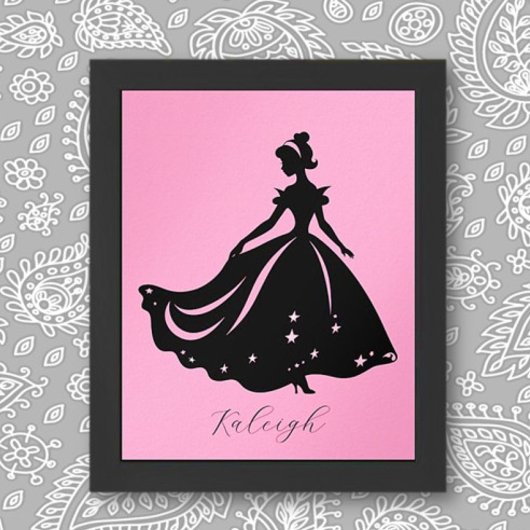 Magische prinses Sillouette gepersonaliseerde prin Poster