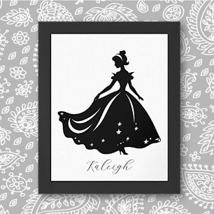 Magische prinses Sillouette gepersonaliseerde prin Poster