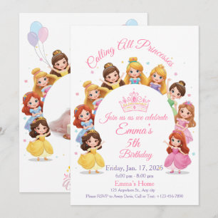 Magische Prinsessen Verjaardagskaart voor Meisjes Feestdagenkaart