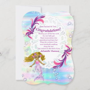 Magische Rainbow Baby Mermaids Congrates-kaart Kaart