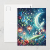 Magische Ramadan Maan & Moskee Briefkaart (Voorkant / Achterkant)