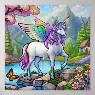 Magische Regenboog Eenhoorn Pegasus Sprookjes Koni Poster