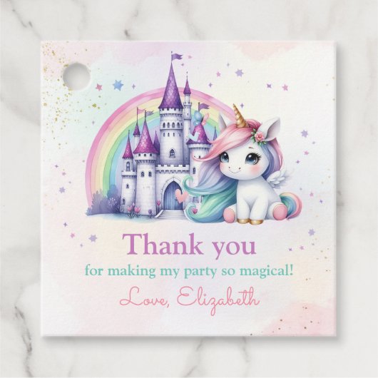 Magische regenboog eenhoorn verjaardag dank u bedankjes labels (Voorkant)