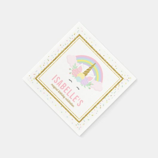 Magische regenboog en eenhoorn servetten (Hoek)