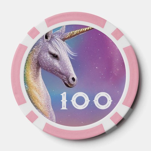 Magische Regenboog Glitter Witte Eenhoorn Sparkles Poker Chips (Achterkant)