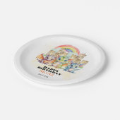 Magische Regenboog Kasteel Schattigee Baby Draken Papieren Bordje (Gekanteld)