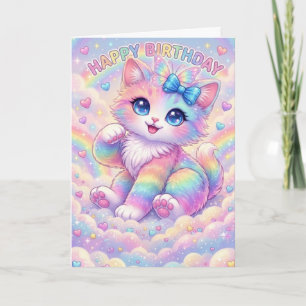 Magische Regenboog Kitten Kinderen Whimsisch Kaart