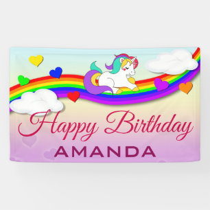 Magische Regenboog Knuffel Eenhoorn Verjaardagsfee Spandoek