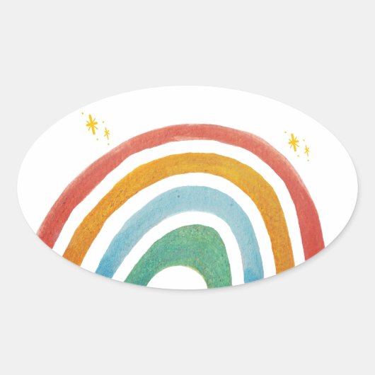 Magische Regenboog Ovale Sticker (Voorkant)