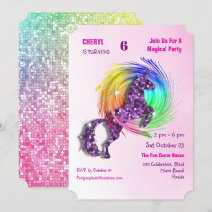 Magische regenboog Unicorn Cute Girly Party Invite Kaart
