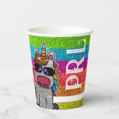 Magische regenboog Unicorn Glitter Whimsical Papieren Bekers (Achterkant)