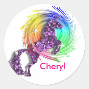 Magische regenboog Unicorn Ronde Sticker