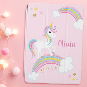 Magische regenboog Unicorn roze gepersonaliseerd iPad Air Cover