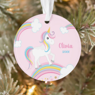 Magische regenboog Unicorn roze gepersonaliseerd Ornament